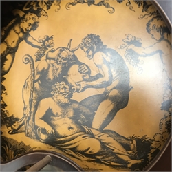 Globe drinks cabinet, turned supports joined by shaped stretchers, D74cm, H105cm