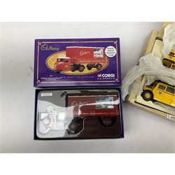 Corgi - four Weetabix promotional models; three Cadburys promotional models; United Dairies limited edition two-vehicle set; AEC limited edition two-vehicle bus set; and five other Corgi die-cast models/figures; all boxed (14)