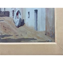 J Acosta (Spanish 20th century): Street in Granada, watercolour signed 49cm x 63cm