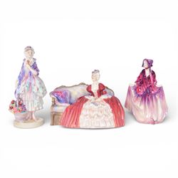 Three Royal Doulton figures, comprising Belle O'The Ball HN1997, Sweet Anne HN1496 and Phy...
