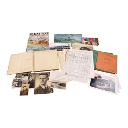Royal Air Force WWII Distinguished Flying Cross (DFC) medal group with associated documentation, logbooks, ephemera, and personal papers awarded to RAF Flying Officer Leslie Valentine DFC CdeG, pilot of Doulgas Boston E Easy on D Day 1944. The medal group comprises DFC, 1939-1946 Star, The Air Crew Europe Star, France and Germany Star, War Medal, Defence Medal, and Croix de Guerre with siilver star to the ribbon, upon a medal bar. Together with a cased Defence medal, awarded to Valentine by David Cameron at Downing Street November 2012, for his services in the Highland Light Infantry prior to joining the RAF. Together with two logbooks, one including the entry for June 6th ‘Ops “D” Day smoke laying to cover invading troops off Le Havre’, Booklet of provisional pilots notes for Boston IV, associated paperwork for Croix De Guerre, photographs of Flying Officer Leslie Valentine and print by Michael Turner (1934-), Friendly Smoke D-Day 6th June 1944 print, this print is of the R.A.F Douglas Boston that Leslie Valentine was flying on D Day. The print is signed by Leslie Valentine and Flight Lt. John Mackenzie, together with a personal note from the artist.  

In 1939 Leslie Valentine was called up for military service, he joined the Highland Light infantry and spent ten months in France. Upon returning to England, he volunteered to join the RAF. In 1941 he was sent to Medicine Hat in Alberta, Canada, for his training, returning to Britain, for operations training at RAF Bicester, then RAF Finmere, learning to fly Blenheim and Boston bombers. Valentine was posted to squadron no.88 2nd Tactical Air Force, Bomber Command. This squadrons operation were mainly conducted in daylight, in close formation. On D Day 6th June Valentine flew his Boston ‘E-Easy down to 50 feet above the D-Day beaches laying smoke to protect the invasion forces from enemy fire. In total RAF Flying Officer Leslie Valentine DFC CdeG flew sixty back-to-back missions during WWII