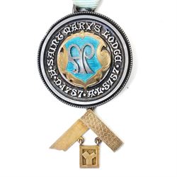 Silver gilt and enamel Past Masters masonic jewel by Spencer, London, to W. Bro. J.E.M. Ayoub, St Mary's Lodge, 1952, cased