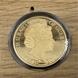Queen Elizabeth II Bailiwick of Guernsey 2015 'The 250th Anniversary 1765-2015 HMS Victory' gold proof five pound coin, cased with certificate