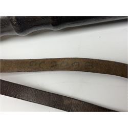 British Transport Police Custodian helmet with Queen's Crown plate; Hiatt & Co ebonised hardwood patrol truncheon; and pair of Hiatts 1960 hand-cuffs (3)