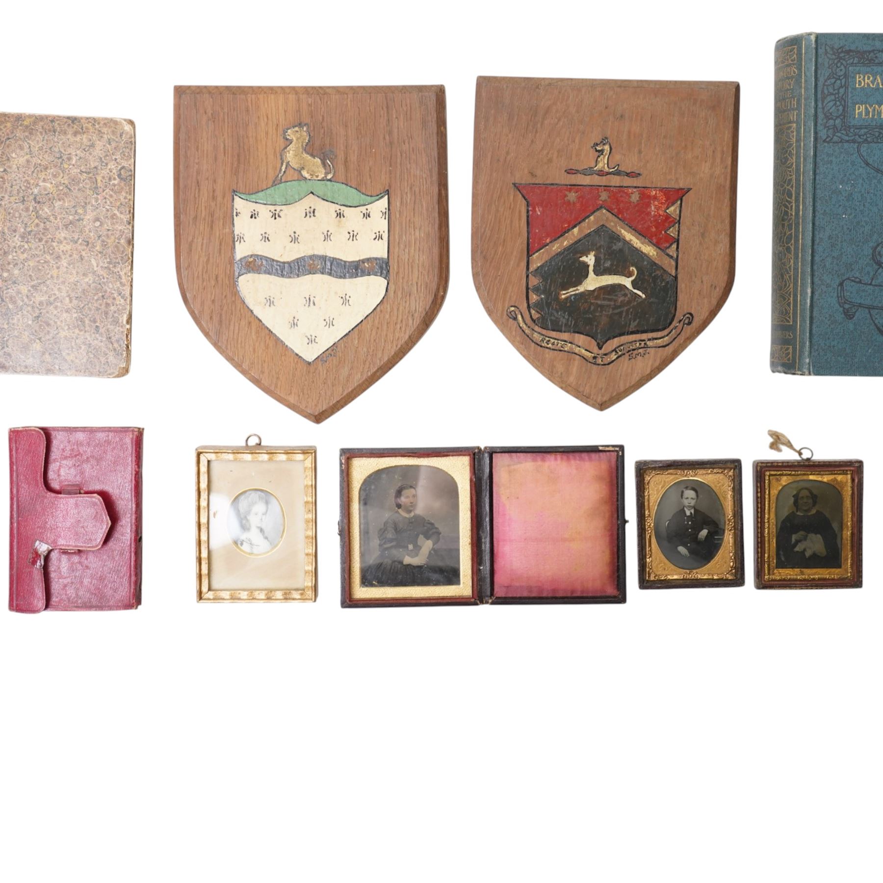 The Mather Family Archive - An extensive collection dating from 1690 to the 19th century of family indentures including Wills, Leases, Conveyances, Abstracts of Title etc .together with two 19th century photograph albums, ambrotypes, autograph and scrap books, ledgers etc and wall shields with the Mather crest, family tree etc.
The Mather family of Lancashire has a lineage of considerable historic interest on both sides of the Atlantic.  The family trace back to Richard Mather (1596-1669) a prominent Puritan minister who emigrated to New England in 1635. His descendants in America include his son, Increase Mather (1639-1732), president of Harvard College and his grandson Cotton Mather (1663-1728) who was an influential theologian and writer of early American history