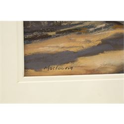Pat Maclaurin (British 1933-2022): 'Camargue Ponies', pastel signed 25cm x 48cm
