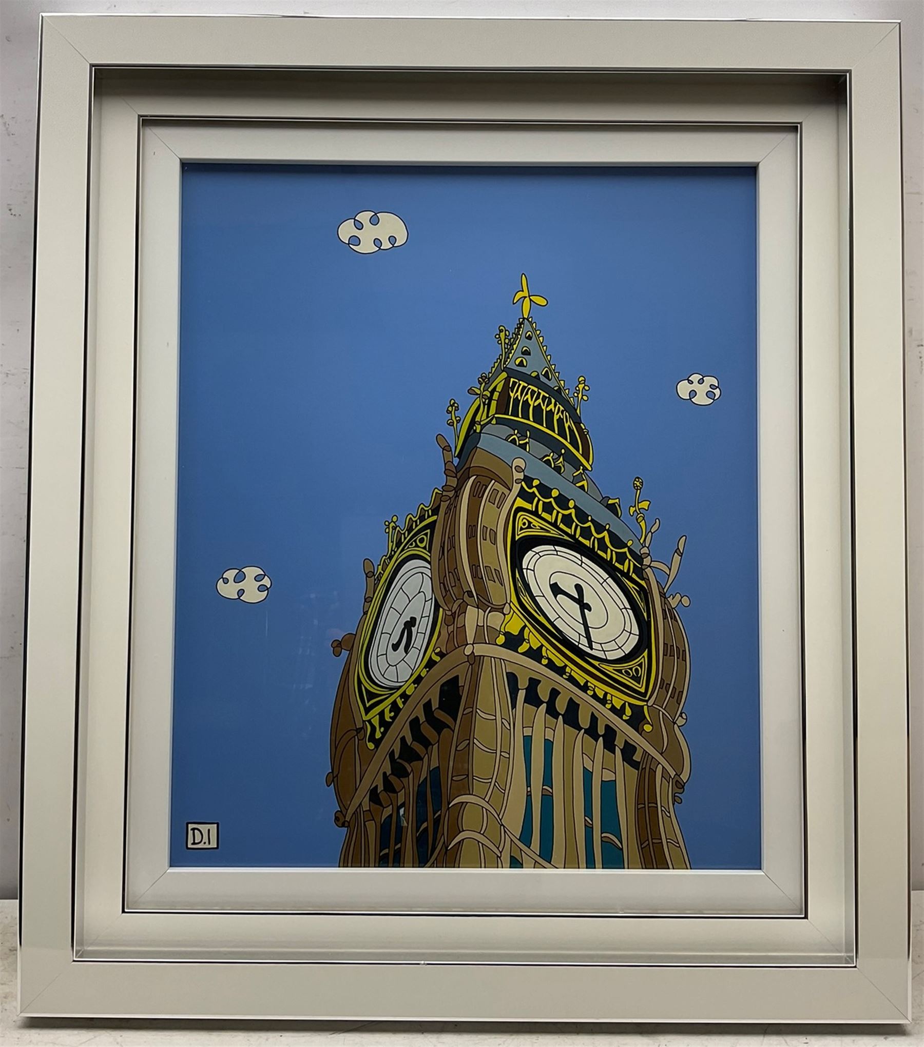 Dylan Izaak (British 1971-): Big Ben, oil on aluminium signed with initials 59cm x 49cm 
Provenance: purchased by the vendor from Whitewall Galleries