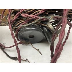 Crystal radio set, housed in pine case with headphones