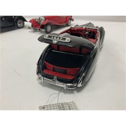 Franklin Mint - five 1:24 scale die-cast precision models comprising 1930 Bugatti Royale Coupe Napoleon, 1933 Duesenberg SJ Twenty Grand, 1935 Mercedes Benz 500K Special Roadster, 1938 Jaguar SS-100, and 1947 Bentley 