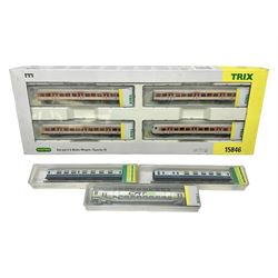 Trix Minitrix 'N' gauge - No.15846 Set mit 4 S-Bahn-Wagen/Epoch IV; boxed; and three other passenger coaches Nos.13003, 13006 & 15920; all boxed (4)