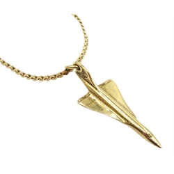 Gold Concord pendant on gold chain, both hallmarked 9ct