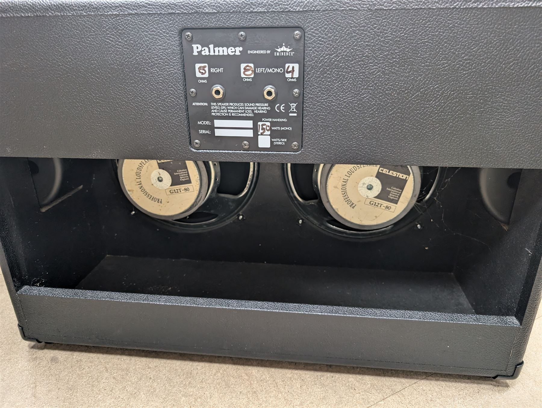 Palmer 2 x 12 speaker cabinet with Celestion G12T-80 speakers, H47cm, W70cm  