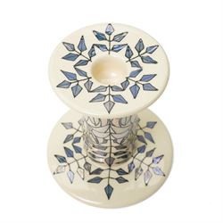 Sally Tuffin for Dennis China Works Wisteria candlestick, in lustre on an ivory ground, painted and impressed marks to base, H15.cm 