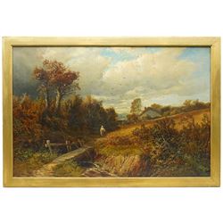 Clarence Henry Roe (British 1850-1909): 'View in Derbyshire', oil on canvas signed, titled on label verso 60cm x 90cm