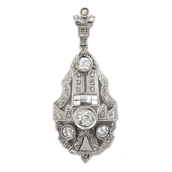  Art Deco platinum diamond pendant  