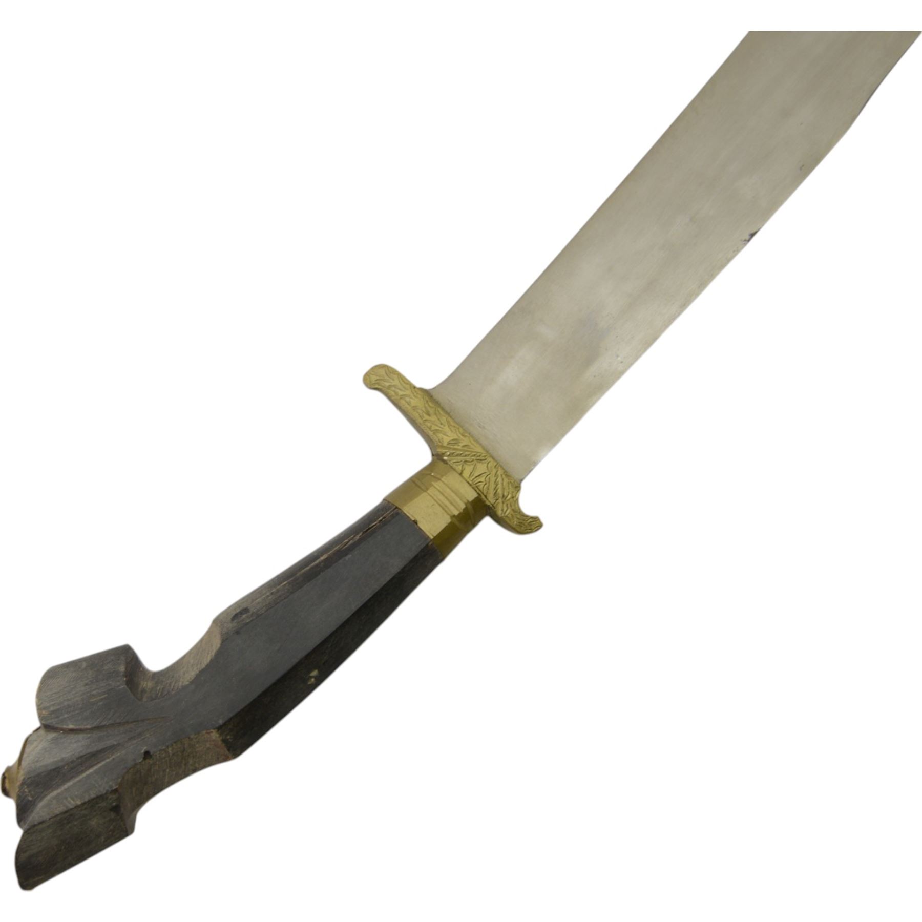 Wooden handled Filipino knife, with leather scabbard, L60cm