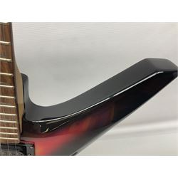 Jaxville X-Factor six-string electric guitar with three-tone X-shaped body L116cm overall.