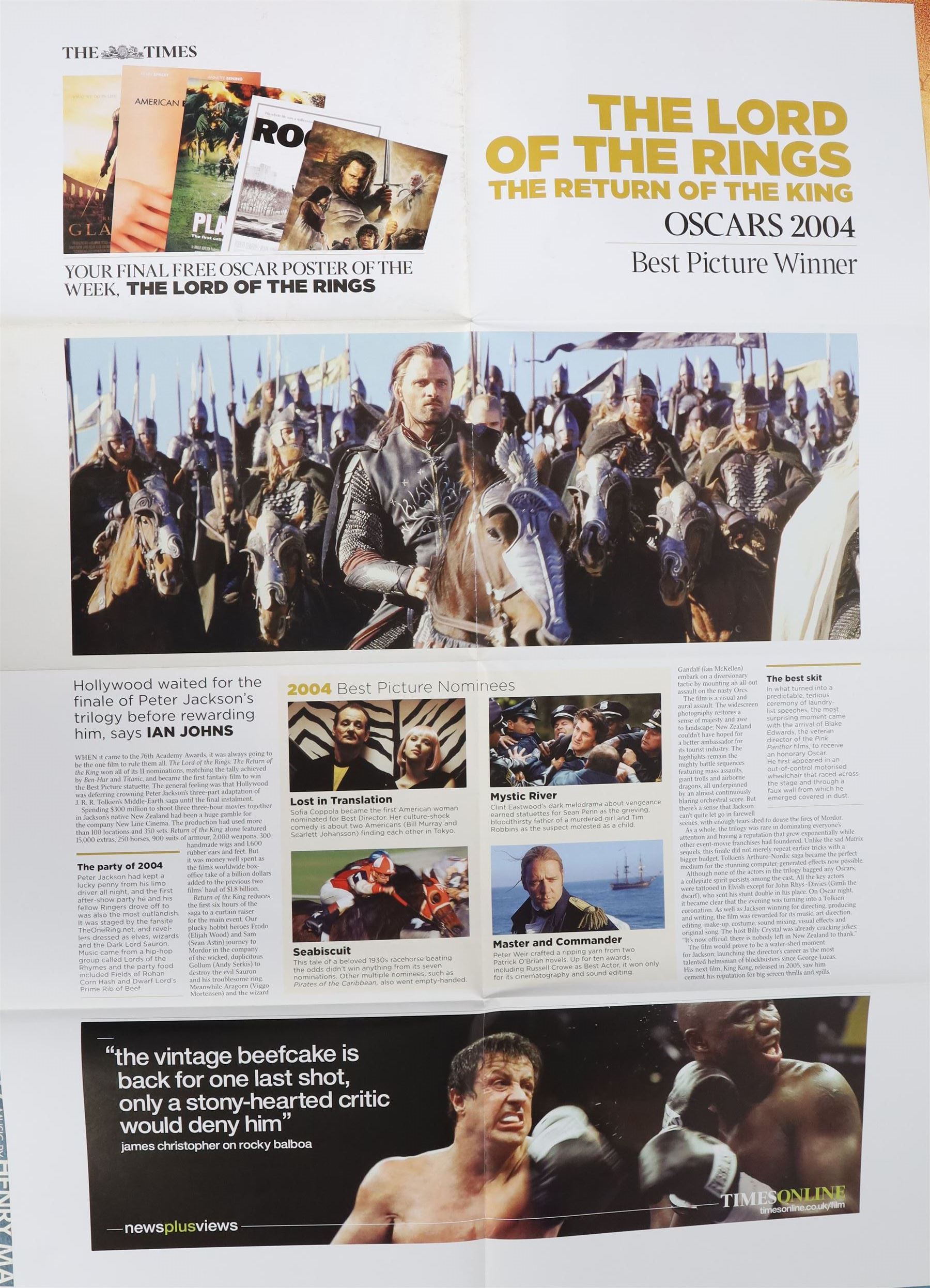 Nine film posters, including Saturn 3, Airplane, Amityville Horror, 10 and five Oscar Winners examples given free with The Times in 2007