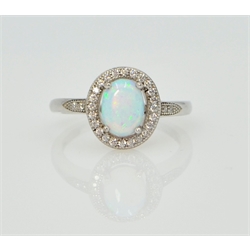 Silver opal halo dress ring stamped 925