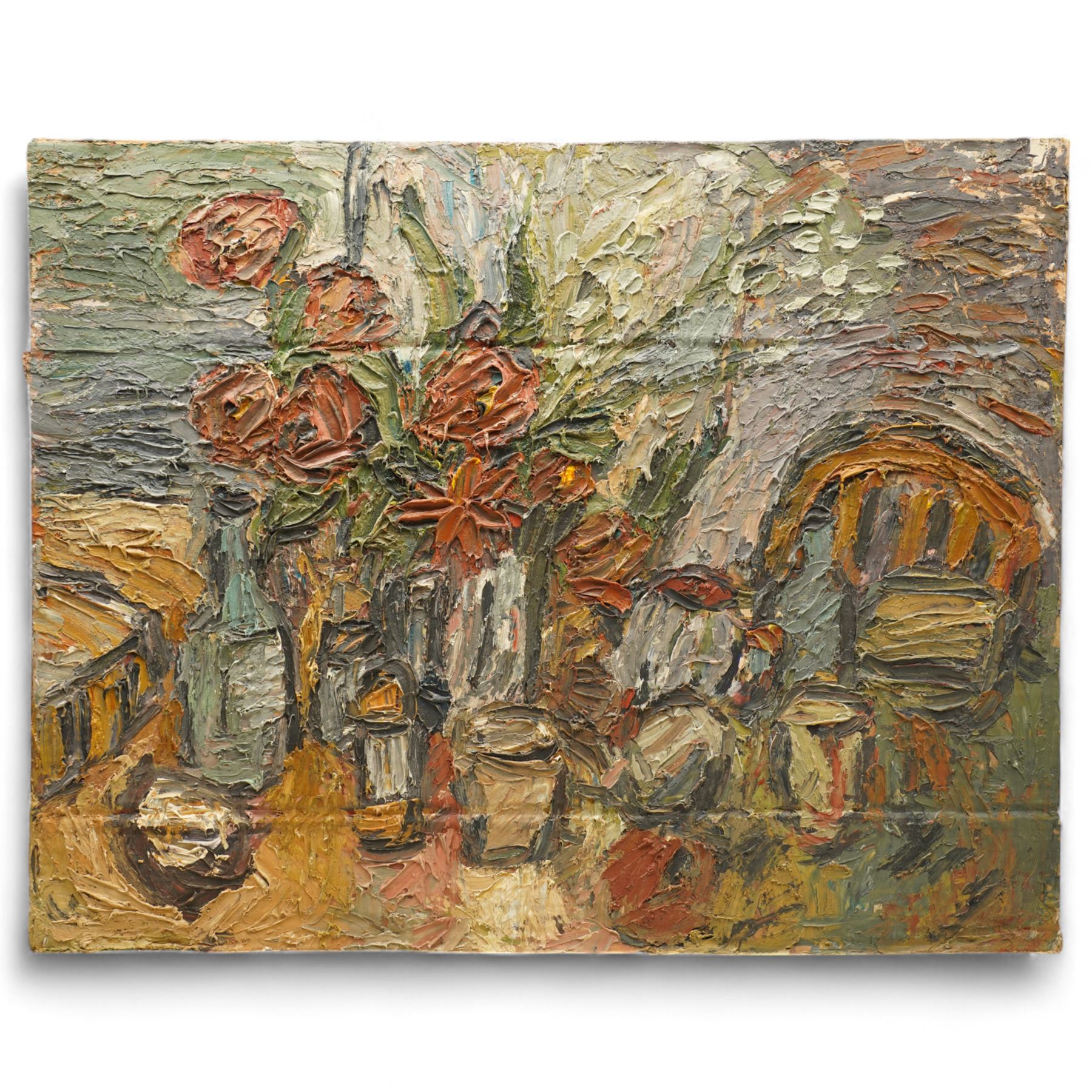 Barry De More (Yorkshire 1948-2023): 'The Kitchen Table' - Still Life, oil on cardboard signed titled and dated 2017 verso 55cm x 69cm