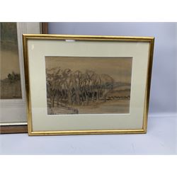 H Parker (British 20th century): Landscape, watercolour signed together with a small landscape of trees max 38cm x 53cm (2)