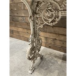 19th century Coalbrookdale design cast iron garden table, with rectangular marble top