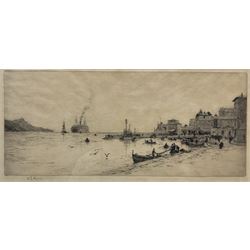 William Lionel Wyllie (British 1851-1931): 'Villefranche', drypoint etching signed in pencil 18cm x 39cm