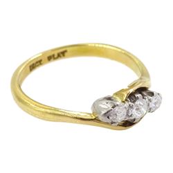 Early 20th century gold three stone old cut diamond ring, stamped 18ct Plat