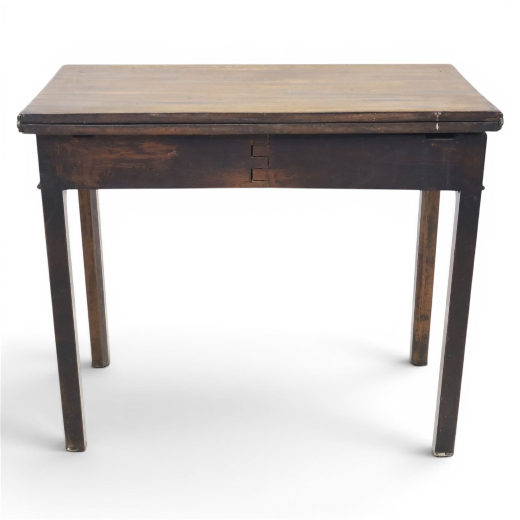 Georgian mahogany side table, extendending top with fold-over action, square leg