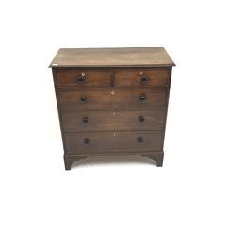  Georgian mahogany chest, two short and three long drawers, bracket supports, W102cm, H110cm, D52cm  