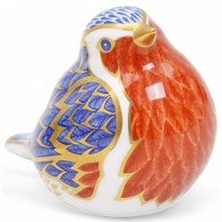 Royal Crown Derby Robin paperweight, Three Royal Worcester figures by FG Doughty including Burma 3068, India 5071 and China 3073 and two other Royal Doulton and Royal Worcester ladies (7)