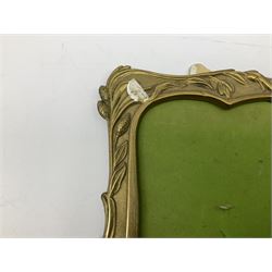Pair of brass Art Nouveau style photograph frames, cast with a woman and flowers, H31cm