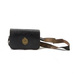 French 2nd Empire leather musicians cartridge pouch, circa 1850-70, L21cm