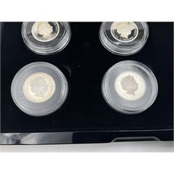 The Royal Mint United Kingdom 2012 'Britannia 25th Anniversary 1987-2012 The Silver Portrait Collection First Strikes' comprising nine half ounce fine silver Britannia coins, cased with certificate