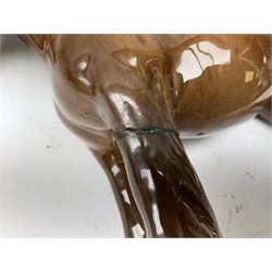 Three Beswick models comprising Hereford Bull no 949, 'CH Cutmil Cupie' Pug, and bay Shire horse, all with printed marks beneath