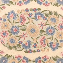 Kashmiri chain stitch crewel embroidered wall hanging, wool on cotton ground, decorated with an all-over lattice of floral medallions and stylized foliage with multiple floral borders