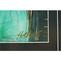 Jacqueline Holland Berkley (British 20th century): 'A Blue Violin For Sisters', limited edition print signed and numbered 390/495, 37cm x 51cm 