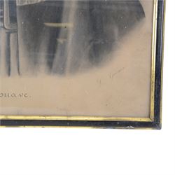 La Petit Zouave framed pencil drawing, W56cm, H73cm 