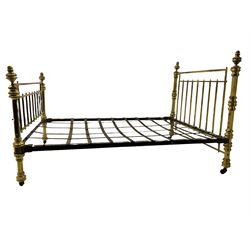 Late 19th century brass and iron 4’ 6” double bedstead