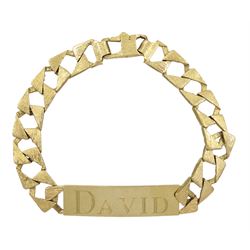 9ct gold 'David' identity bracelet, hallmarked