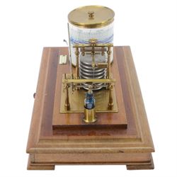 20th century T. Cooke & Son barograph, with clockwork movement and glass ink bottle, upon a wooden base with one drawer and four bracket feet, H20cm, L36cm