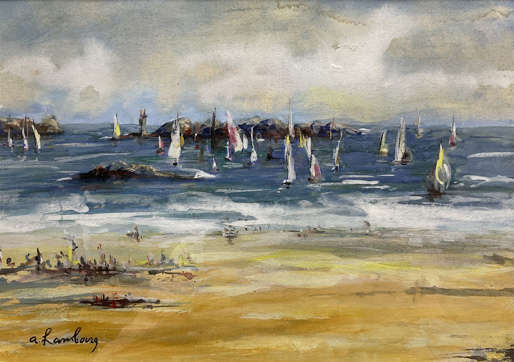 Attrib. André Hambourg (French 1909-1999): Bateaux à Voile, watercolour and gouache signed 25cm x 35cm