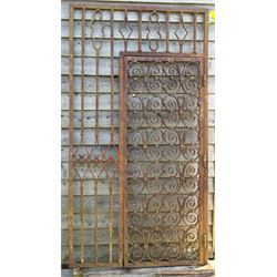 18th century wrought iron garden screen / pedestrian gate, the gate panel decorated with m...