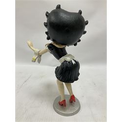 Cast metal Betty Boop, holding a waitress tray, H30cm