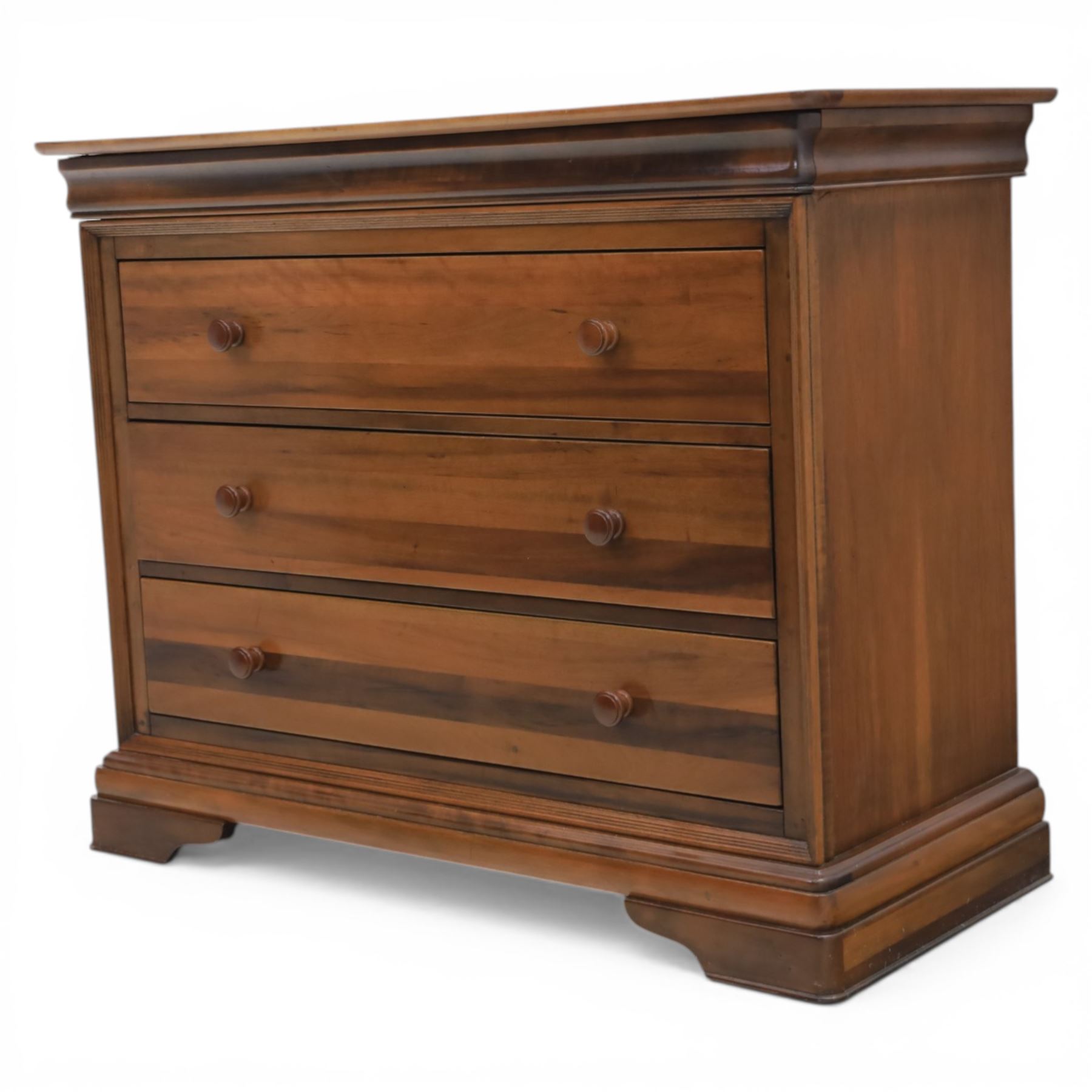 Willis & Gambier - French cherry wood chest fitted with three drawers, on bracket feet
