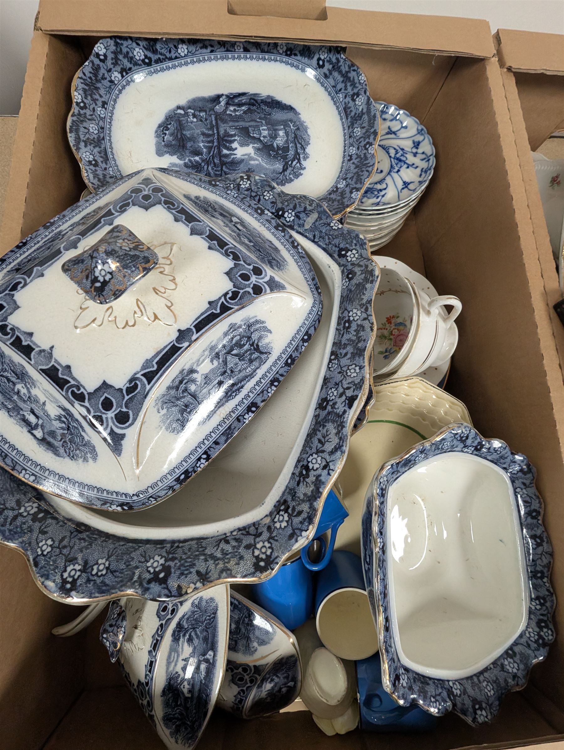 Large quantity of collectables, including Kunde clock, glassware, Danby, ceramics etc, in twelve boxes   