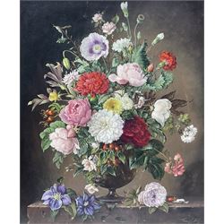 Thomas G Hill (British 20th Century): Still Life of Flowers in a Vase, oil on canvas signed 59cm x 49cm 