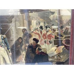 After Fred Roe, pair of colour prints of Lord Nelson, one titled 'Good-bye My lads', the other depicting Nelson walking through the streets of Portsmouth, 52 x 81cm, modern mahogany frames (2)