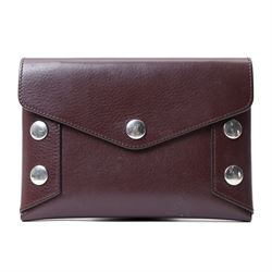 Mulberry - dark burgundy leather clutch pouch, the envelope flap with press-stud fastening...