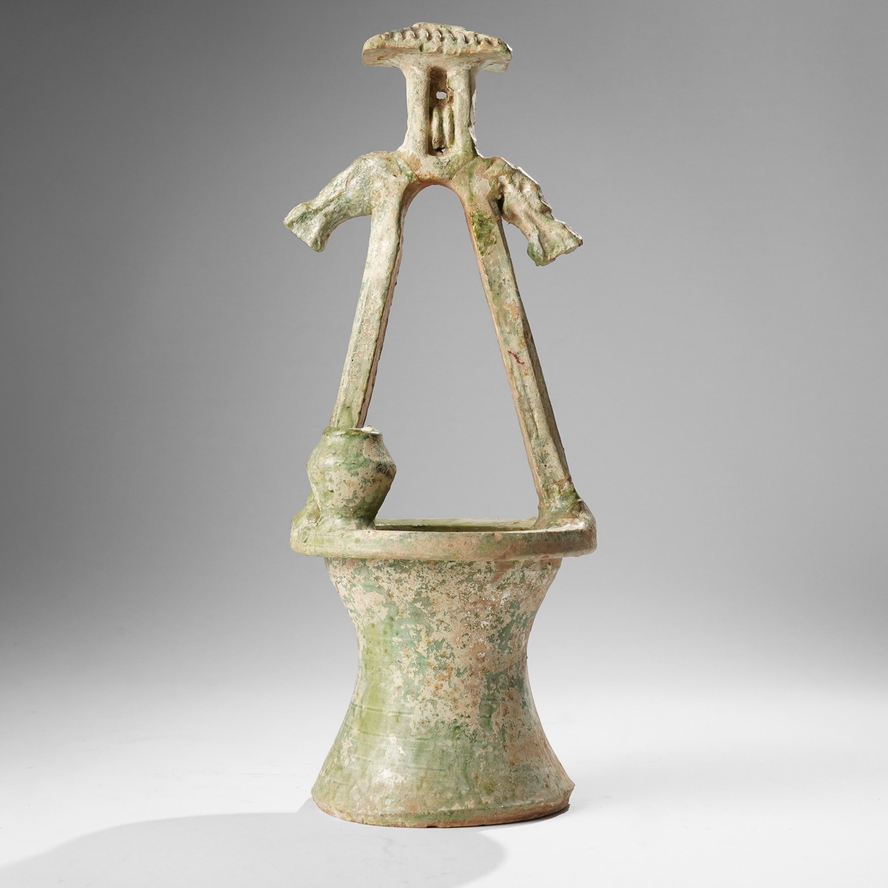 Chinese green glazed model of a well, probably Han dynasty, H44cm 